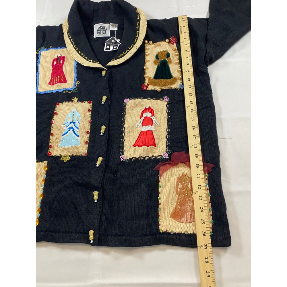 Storybook Knits Vintage Victorian Dress Cardigan Sweater Black Novelty 1X NEW - Picture 9 of 10